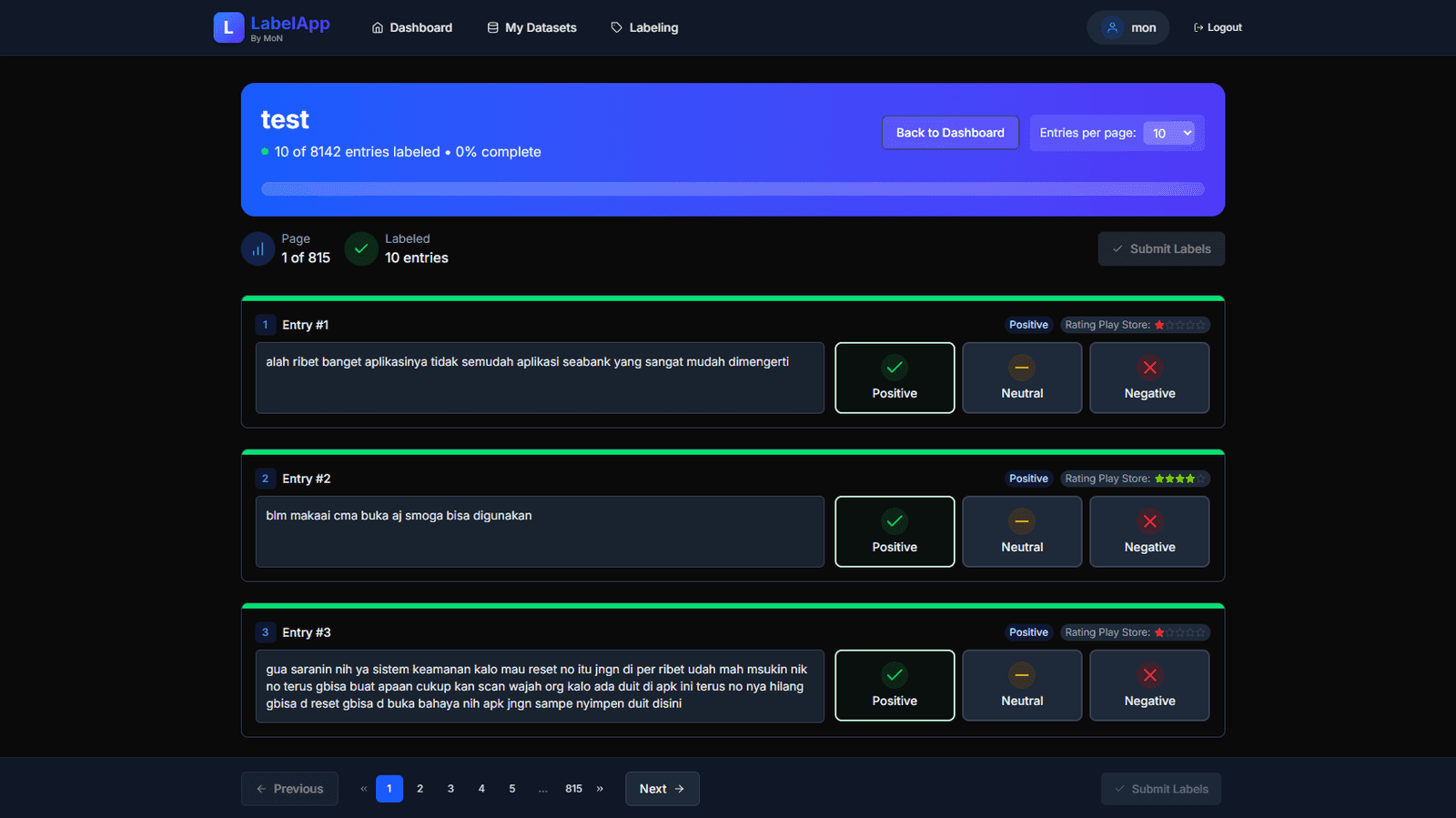 Labeling Page