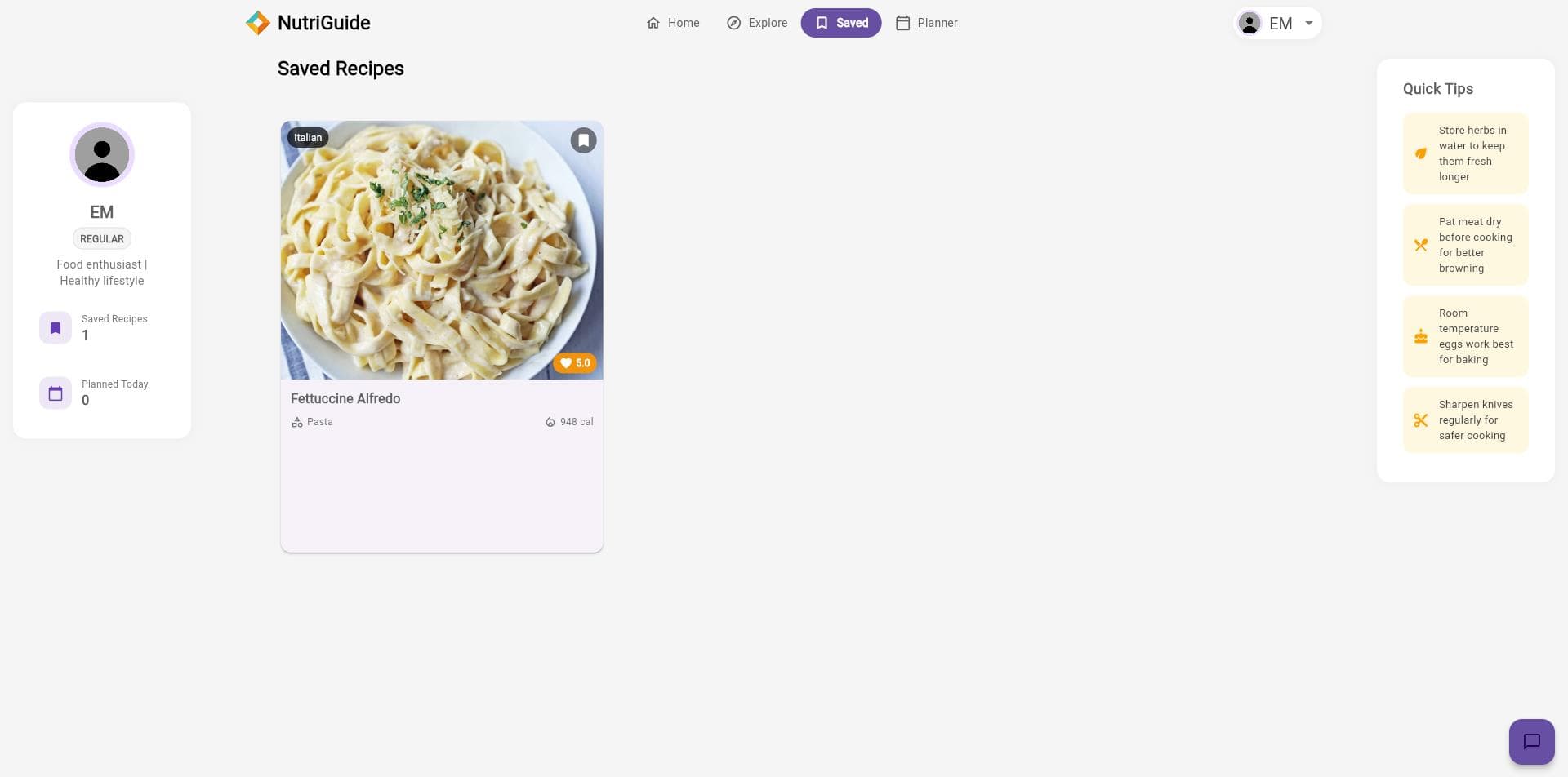 Saved Recipes